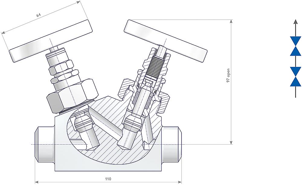 Union Bonnet Tandem Valves Drawing (arrangement) 1