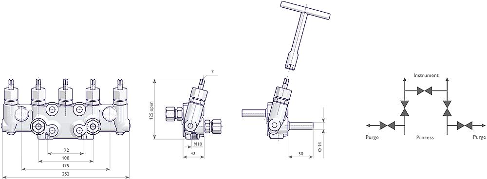 5-fach Ventilblöcke Zeichnung (Anordnung) 1