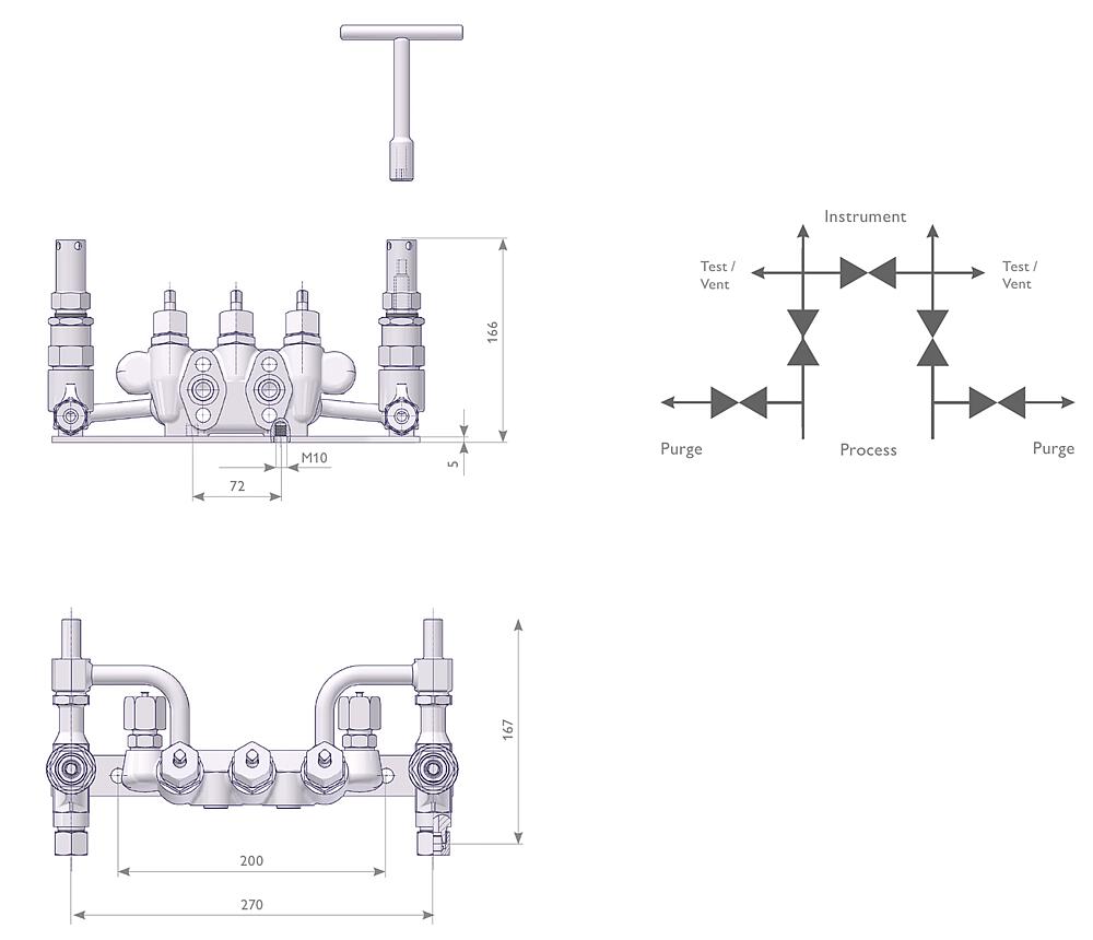 Manifold-Combinations With Test Connection Drawing (arrangement) 1