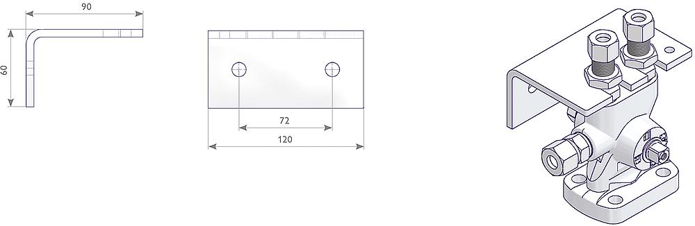 Mounting Bracket Kits for Multi-Way Cocks Drawing (arrangement) 1