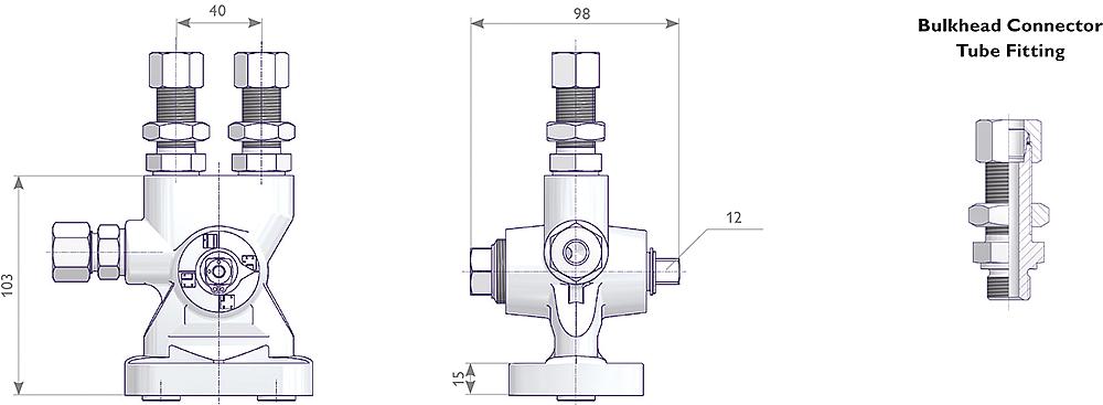 Multi-Way Cocks PN 100 Drawing (arrangement) 1