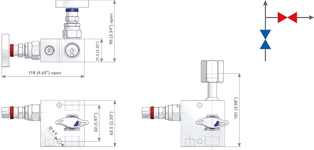 2-fach Ventilblöcke Zeichnung (Anordnung) 1