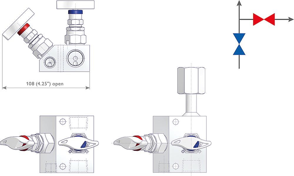 2-fach Ventilblöcke Zeichnung (Anordnung) 1