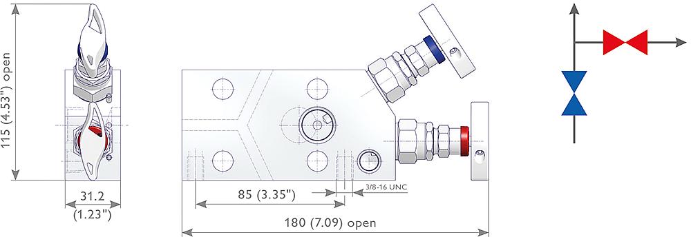 2-fach Ventilblöcke Zeichnung (Anordnung) 1