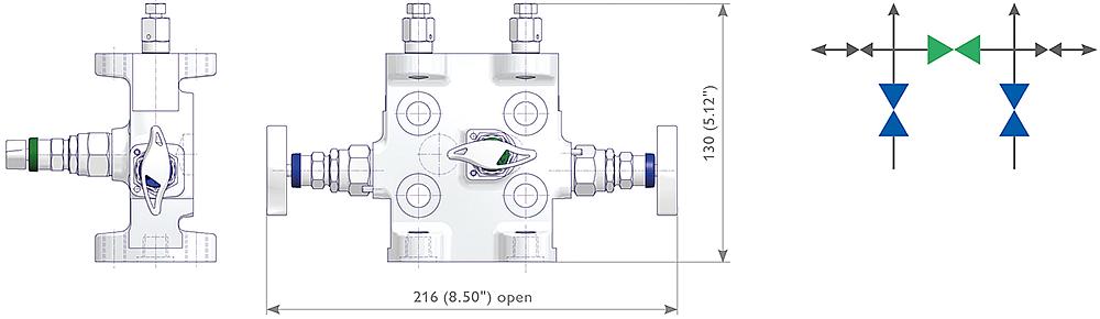 3-fach Ventilblöcke Zeichnung (Anordnung) 1