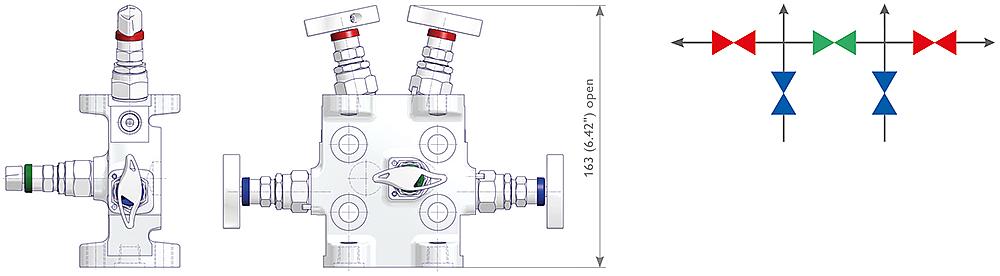 5-fach Ventilblöcke Zeichnung (Anordnung) 1