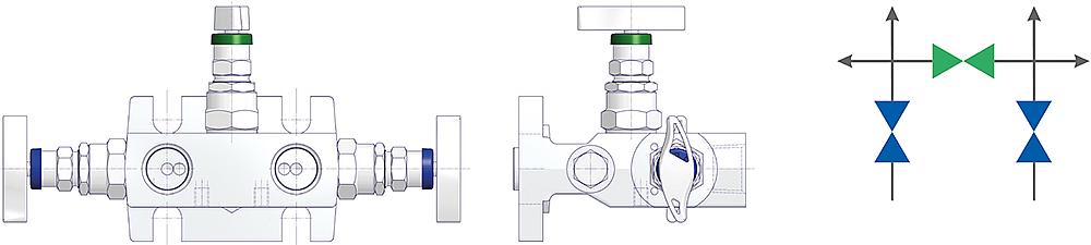 3 Valve Manifolds Drawing (arrangement) 2