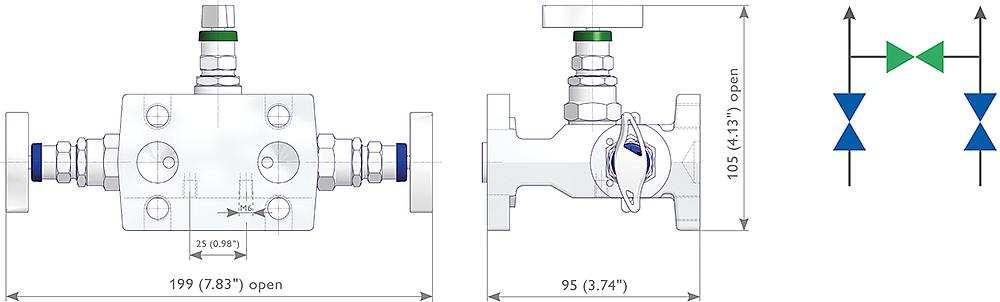 3-fach Ventilblöcke Zeichnung (Anordnung) 1