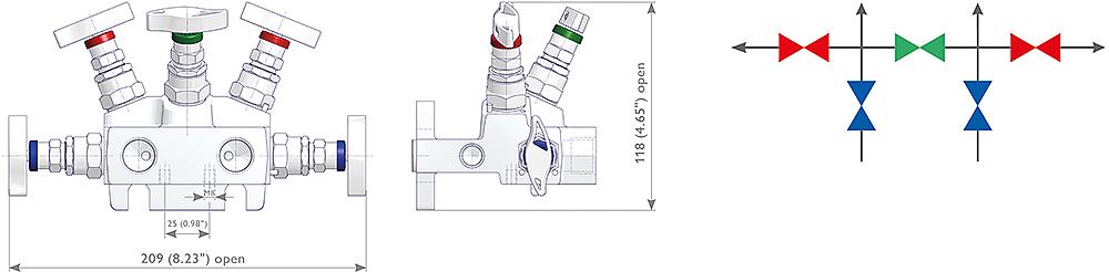 5-fach Ventilblöcke Zeichnung (Anordnung) 1