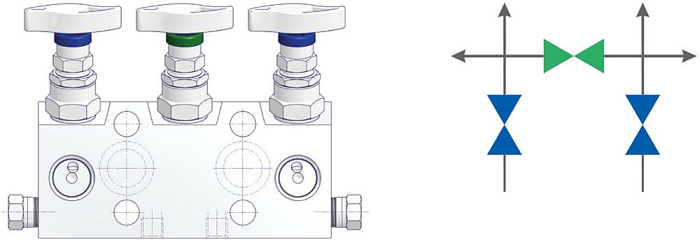 3-fach Ventilblöcke Zeichnung (Anordnung) 2