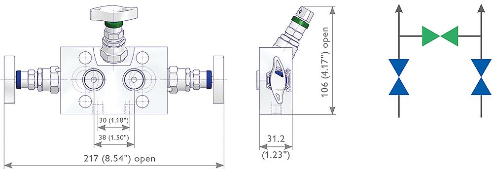 3 Valve Manifolds Drawing (arrangement) 1