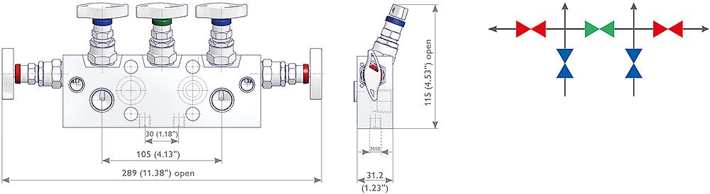 5-fach Ventilblöcke Zeichnung (Anordnung) 1