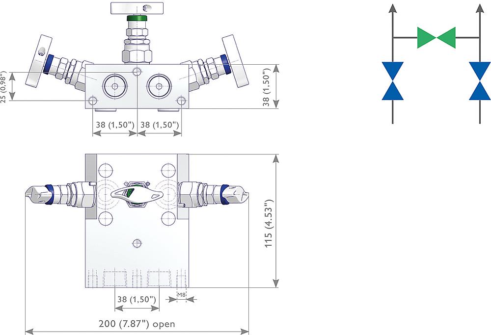 3 Valve Manifolds Drawing (arrangement) 1