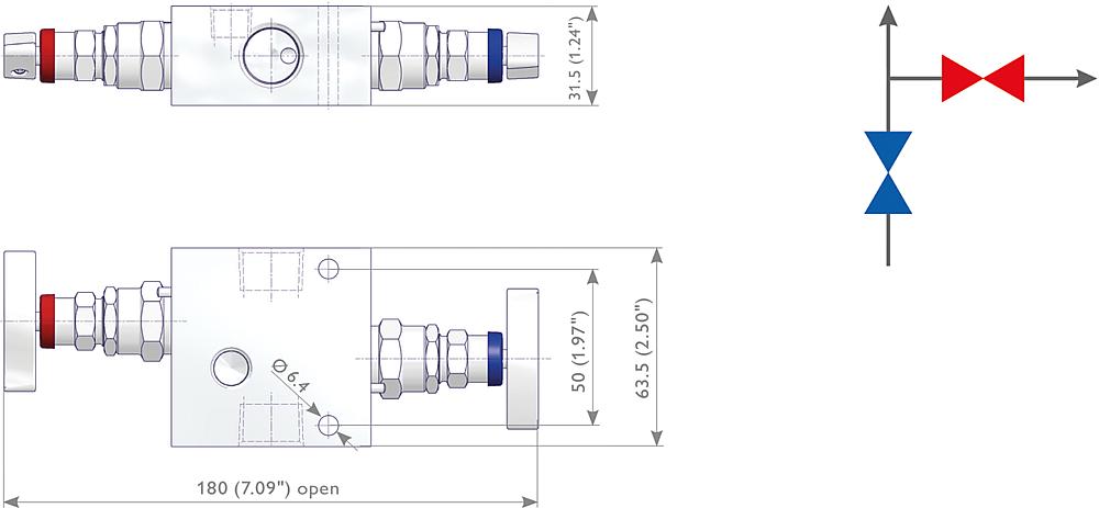 2-fach Ventilblöcke Zeichnung (Anordnung) 1