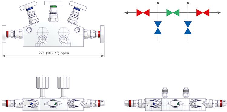 5 Valve Manifolds Drawing (arrangement)