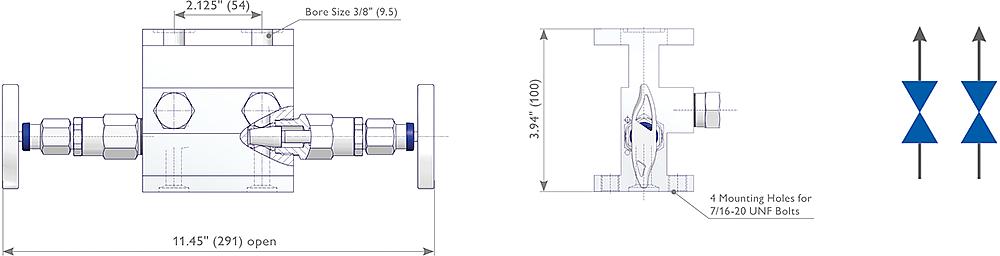 2-fach Ventilblöcke Zeichnung (Anordnung)