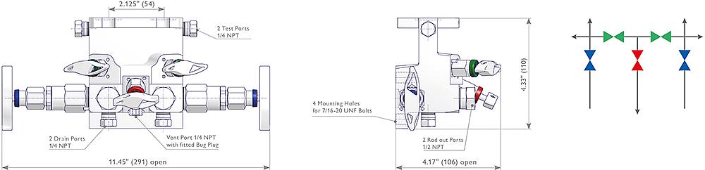 5-fach Ventilblöcke Zeichnung (Anordnung)