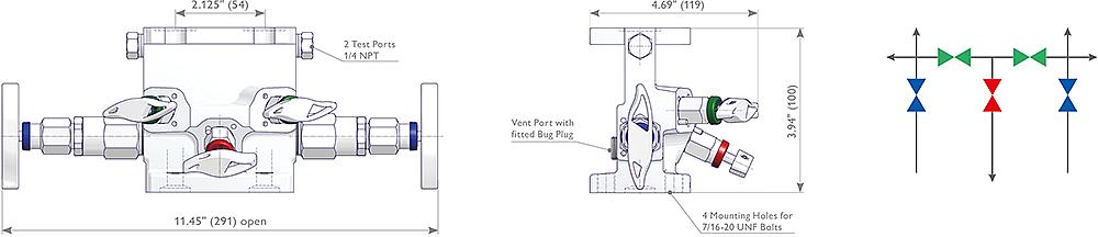 5-fach Ventilblöcke Zeichnung (Anordnung)