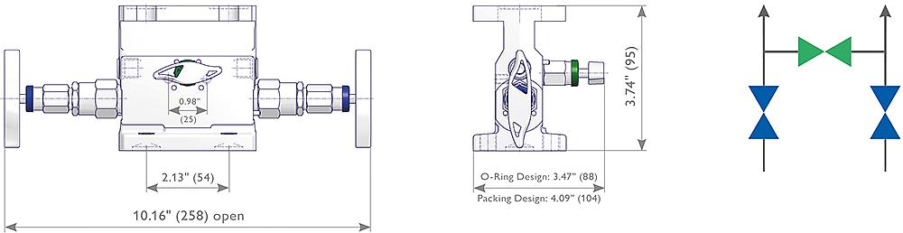 3 Valve Manifolds Drawing (arrangement) 1