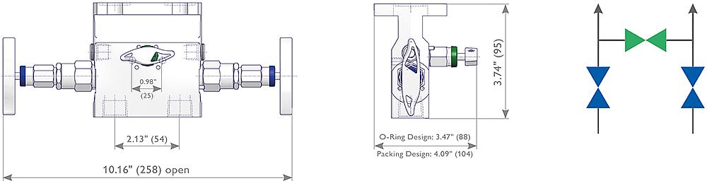 3-fach Ventilblöcke Zeichnung (Anordnung) 1