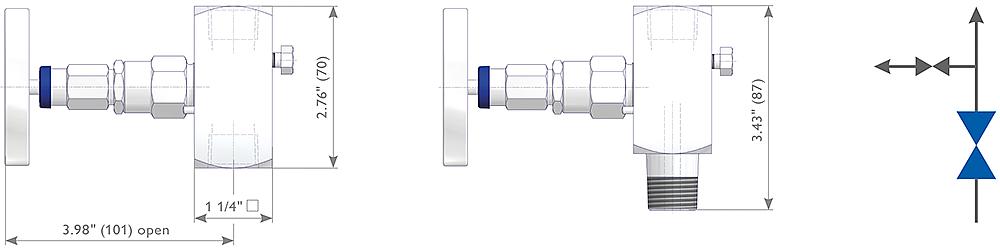 Soft Seated Gauge Valves - G Type Drawing (arrangement) 1