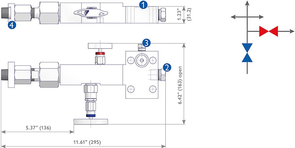 Manifolds for Ultrasonic Flow Meter Applications Drawing (arrangement) 1