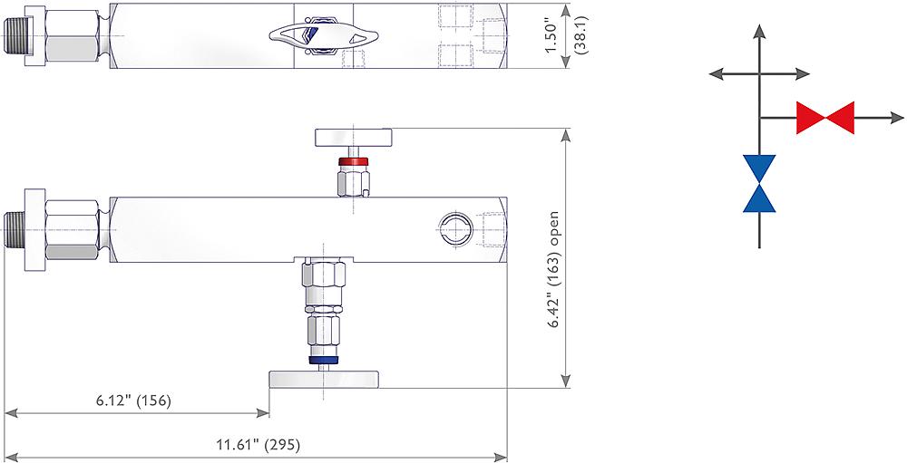 Manifolds for Ultrasonic Flow Meter Applications Drawing (arrangement) 1