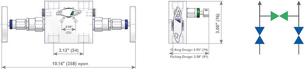 3 Valve Manifolds Drawing (arrangement) 1