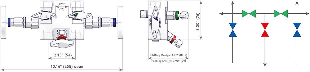 5-fach Ventilblöcke Zeichnung (Anordnung) 1