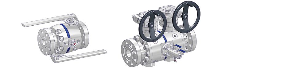 Wasserstoff-konforme Industriearmaturen und DBB Kugelhähne Zeichnung (Anordnung)